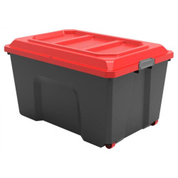 Malle à roulettes Locker noir et rouge 135L, L.78,6 x l.58.5 x h.45 cm - SUNDIS