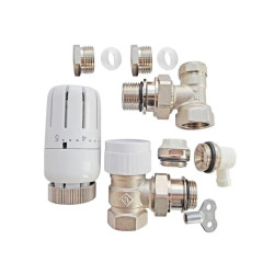 Kit thermostatique T301 équerre universel complet D14 en laiton blanc - SOMATHERM FOR YOU