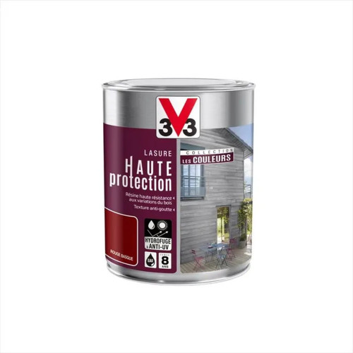 Lasure haute protection les couleurs 8 ans rouge basque satiné 1 l - V33 - V33