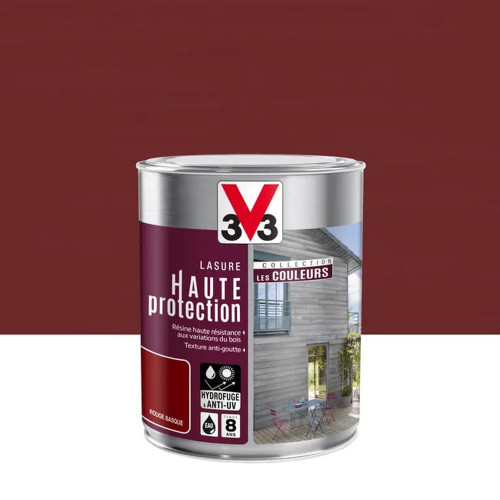 Lasure haute protection les couleurs 8 ans rouge basque satiné 1 l - V33 - V33