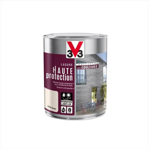 Lasure haute protection les couleurs 8 ans cèdre blanc satiné 1 l - V33 - V33