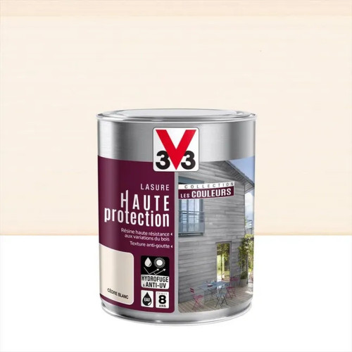 Lasure haute protection les couleurs 8 ans cèdre blanc satiné 1 l - V33 - V33