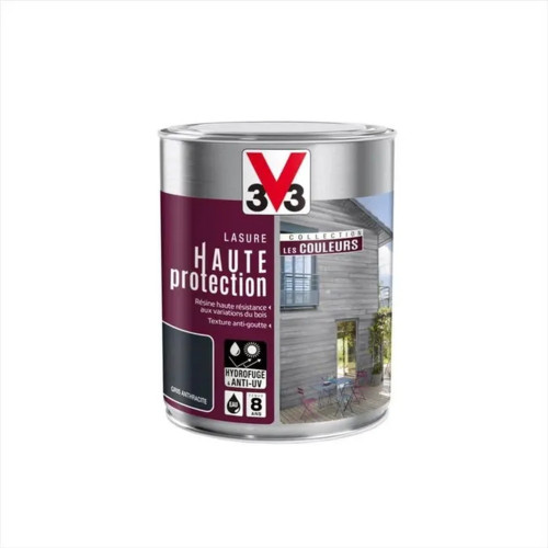 Lasure haute protection les couleurs 8 ans gris anthracite satiné 1 l - V33 - V33