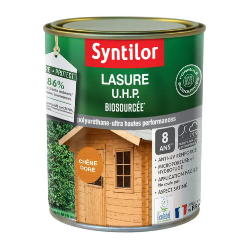 Lasure Uhp biosourcée nature protect 8 ans chêne doré satiné 1 l - SYNTILOR