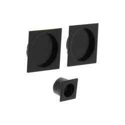Kit de poignées porte coulissante carrée zamak mat, noir de marque CHRISLIGNE, référence: B7800300