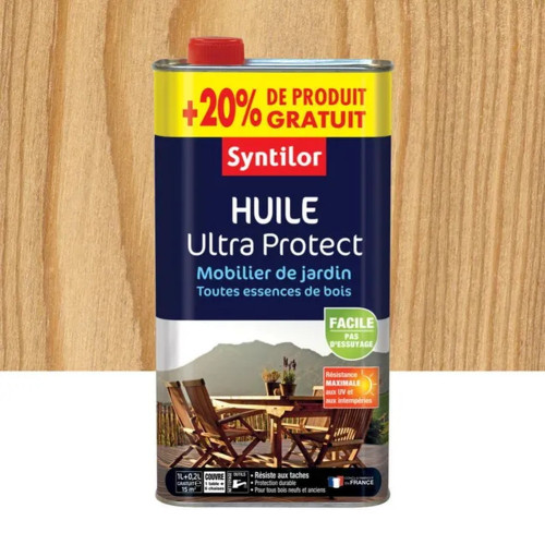 Huile naturel mat pour mobilier de jardin, 1L avec 20% gratuit - SYNTILOR