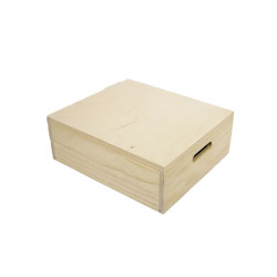 Boîte en bois de pin brut fermée, avec couvercle, 40 x 35 x 16 cm - Centrale Brico