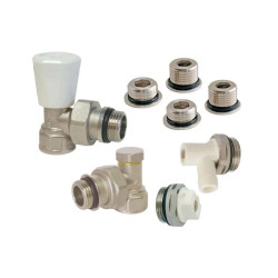 Kit radiateur manuel équerre universel en laiton de marque Centrale Brico, référence: B7801200