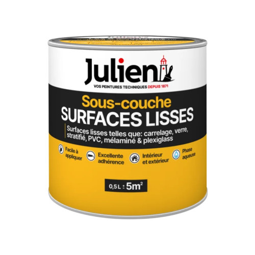 Sous-couche spécifique surfaces lisses, blanc mat, 0.5 l - Julien