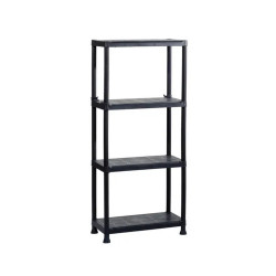 Etagère plastique de couleur noir à 4 tablettes, l.60 x H.135 x P.30 de marque Centrale Brico, référence: B7801700