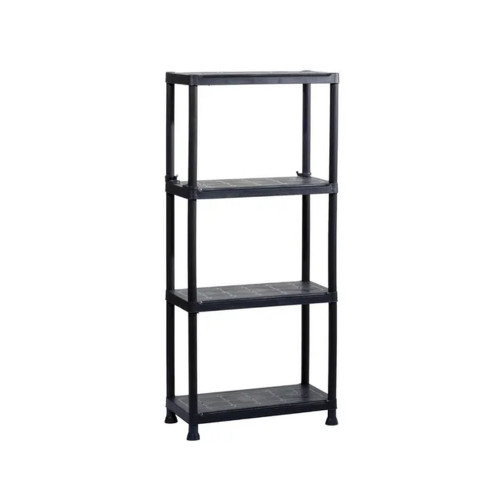 Etagère plastique de couleur noir à 4 tablettes, l.60 x H.135 x P.30 - Centrale Brico