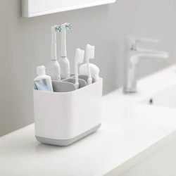 Porte-brosse à dents rectangulaire plastique Easy, blanc - Centrale Brico