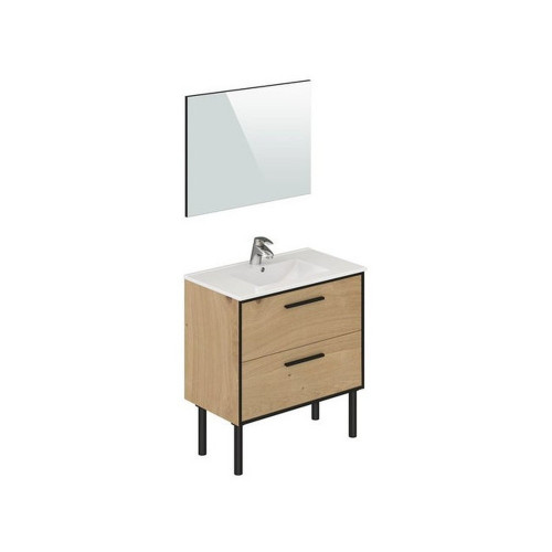 Meuble simple vasque l.80 x H.60 x P.45 cm - chêne, Hestadios - Centrale Brico