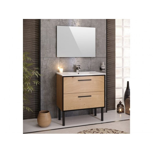 Meuble simple vasque l.80 x H.60 x P.45 cm - chêne, Hestadios - Centrale Brico