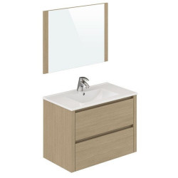 Meuble de salle de bains l.80 x H.58 x P.45 cm - plaqué chêne, Madison de marque Centrale Brico, référence: B7757600