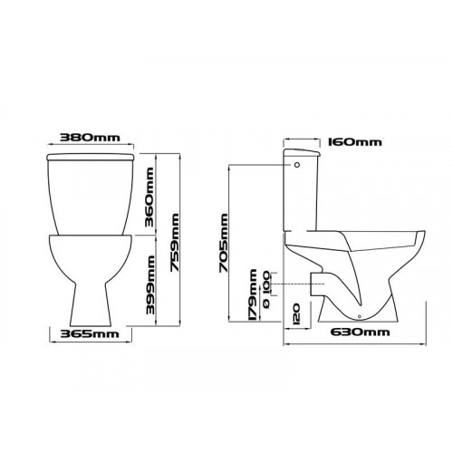 Pack WC à poser sortie horizontal, fermée non émaillée Element - Godart