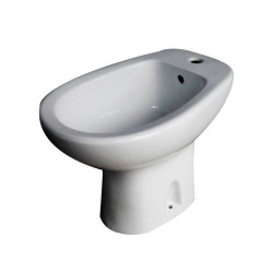 Bidet en porcelaine vitrifiée blanc à poser, 54.5 x 35 x 54.5 cm - Centrale Brico