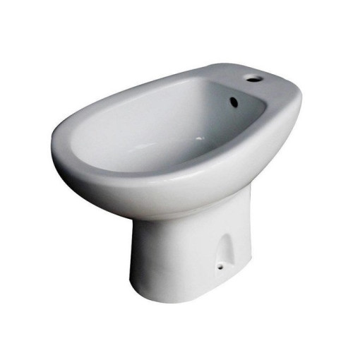 Bidet en porcelaine vitrifiée blanc à poser, 54.5 x 35 x 54.5 cm - Centrale Brico
