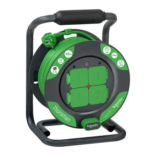 Enrouleur de câble électrique chantier L.25m H05VV-F 3G1.5 - SCHNEIDER ELECTRIC