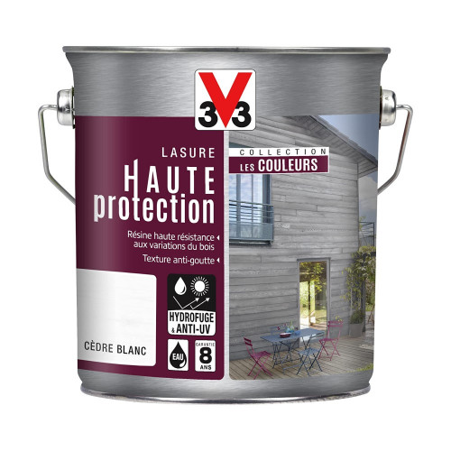 Lasure Haute protection les couleurs 8 ans cèdre blanc satiné 2.5 l - V33