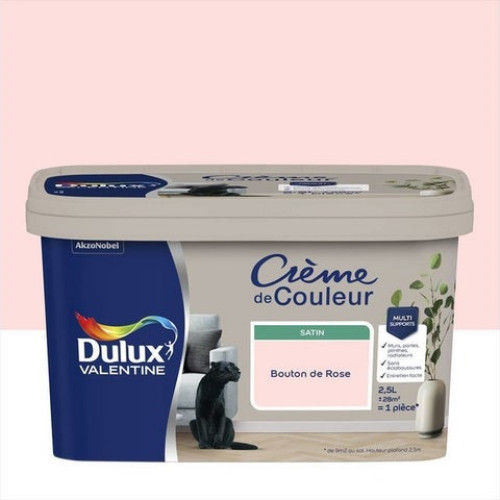 Peinture pour mur, Crème de couleur bouton de rose satin 2.5 l - DULUX VALENTINE