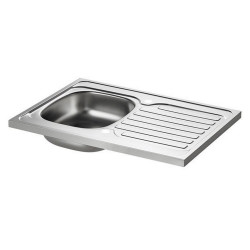 Evier à poser 1 bac avec égouttoir, inox, gris/argent - KAMA de marque DELINIA, référence: B7779600