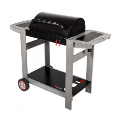 Barbecue au charbon de bois Indiana - chariot bois, cuve noire - SOMAGIC
