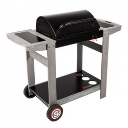 Barbecue au charbon de bois Indiana - chariot bois, cuve noire - SOMAGIC