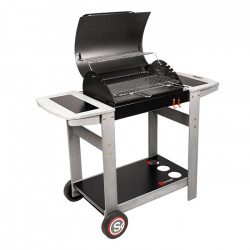 Barbecue au charbon de bois Indiana - chariot bois, cuve noire - SOMAGIC