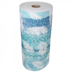 Tapis mousse bleu clair sur-mesure à motif plumes l.0.65 x L.1500 cm - Centrale Brico