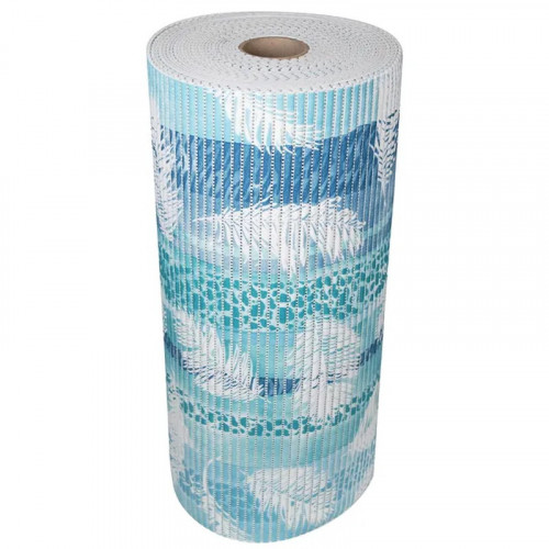 Tapis mousse bleu clair sur-mesure à motif plumes l.0.65 x L.1500 cm - Centrale Brico