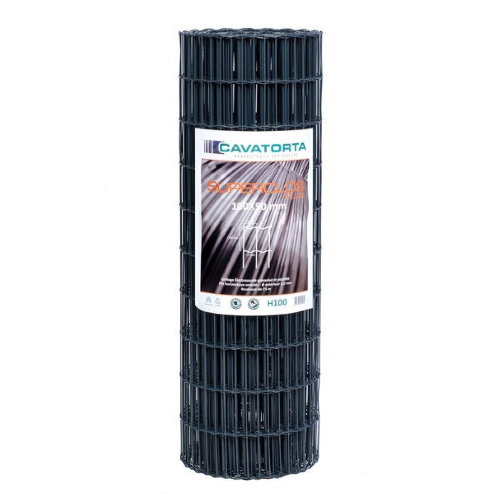 Grillage en maille de couleur Gris L.100 X l.50 mm et H.1 x L.25 m