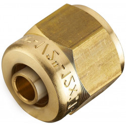 Raccord PER droit avec écrou libre à compression laiton F 15 x 21 pour tube de marque Centrale Brico, référence: B6469600