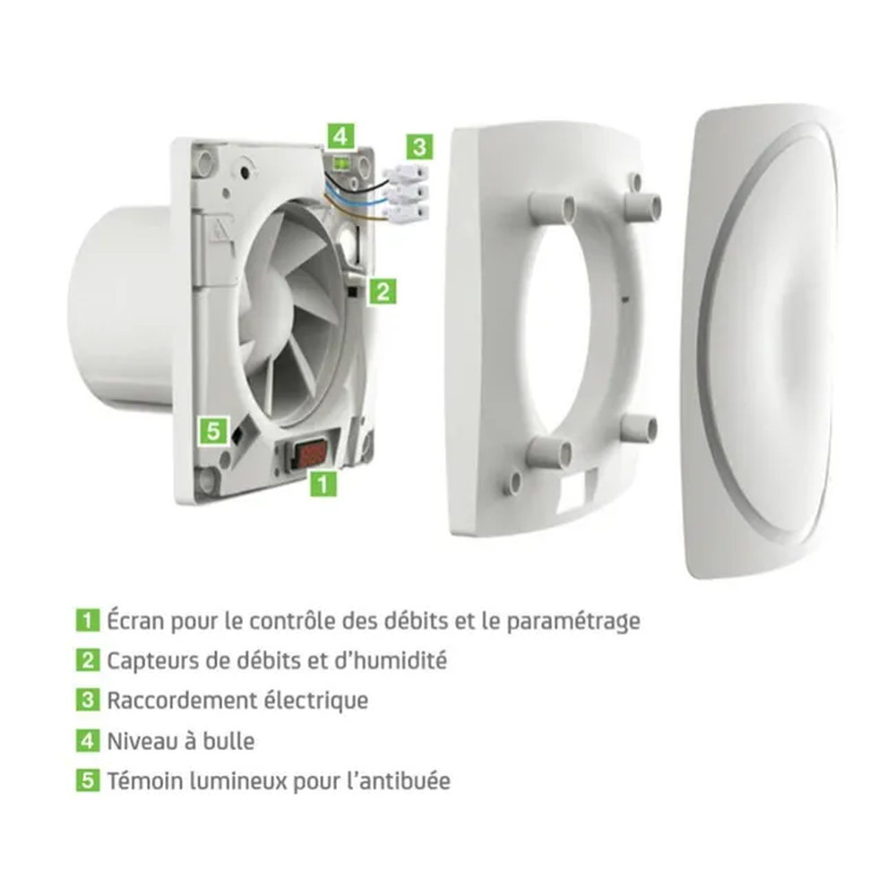 Ventilateur Salle De Bain Marley MC 100VFN C12 – Silencieux, Humidistat, Blanc