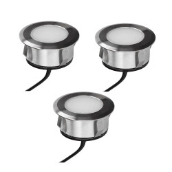 Lot 3 spots extérieur encastrables 3.8W, 3000K, 3x25lm, Ø69, Inox - PATIO - Arlux Lighting