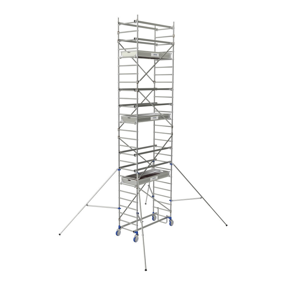 Tubesca-Comabi Echafaudages roulants en aluminium Cross 80 - 2 planchers plancher 4,85 m Gris - vue 3