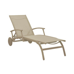 Lot de 2 Bains de soleil Elégance avec accoudoirs - sand - Alu et Toile TPEP de marque PROLOISIRS, référence: J7842000