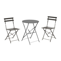 Ensemble Guéridon de jardin Cuba Ø 60 cm - grey + 2 Chaises pliante Cuba de marque PROLOISIRS, référence: J7845000