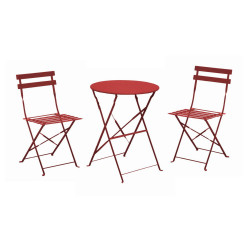 Ensemble Guéridon de jardin Cuba Ø 60 cm - rouge + 2 Chaises pliante Cuba - PROLOISIRS