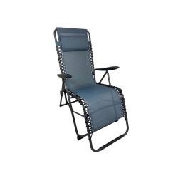 Fauteuil relax Néo en acier et TPEP 64 x 112 x 88 - graphite/chiné bleu - PROLOISIRS