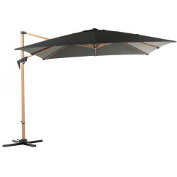 Parasol de jardin déporté Roma Look Bois à Manivelle 3 x 3 m - heat oak/gris - PROLOISIRS