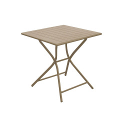 Table de jardin pliant Guéridon carré Globe en Aluminium 70 cm - Plateau à lattes - sand de marque PROLOISIRS, référence: J7850800