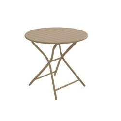 Table de jardin pliant Guéridon rond Globe en Aluminium Ø 80 cm - Plateau à lattes - sand de marque PROLOISIRS, référence: J7851000