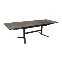 Table de jardin Sotta en Alu 150/200/250 x 78 cm - plateau Fundermax - graphite/Mocca de marque PROLOISIRS, référence: J7851900