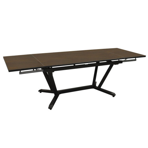 Table de jardin Vita en Aluminium 180/230/280 x100 cm - plateau Kedra - graphite/oxyde - PROLOISIRS