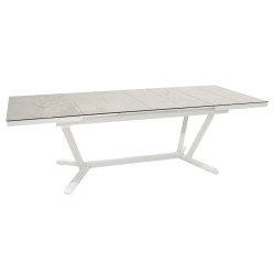 Table de jardin Vita blanc/dual white en Alu 180/240x100 cm - plateau à lames Kedra de marque PROLOISIRS, référence: J7853000