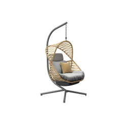 Chaise suspendue Banana Leaf en acier - Assise tressée pliante - graphite/naturel/gris de marque PROLOISIRS, référence: J7853800
