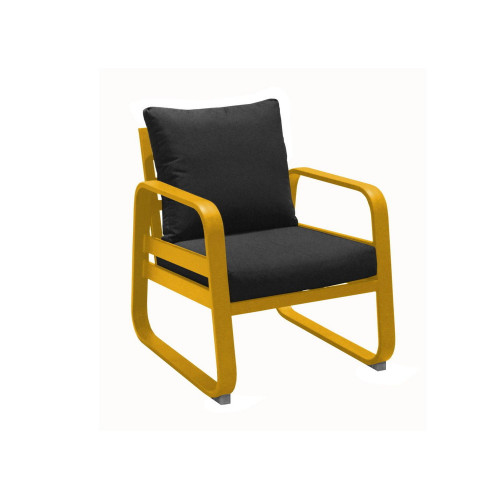 Fauteuil détente de jardin Tonio rouge/gris - Aluminium - coussins déhoussables - PROLOISIRS
