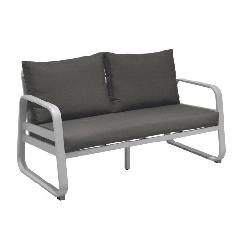 Canapé de jardin 2,5 places Tonio blanc/gris - Aluminium - coussins déhoussables - PROLOISIRS