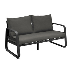 Canapé de jardin 2,5 places Tonio graphite/gris - Aluminium - coussins déhoussables de marque PROLOISIRS, référence: J7855200